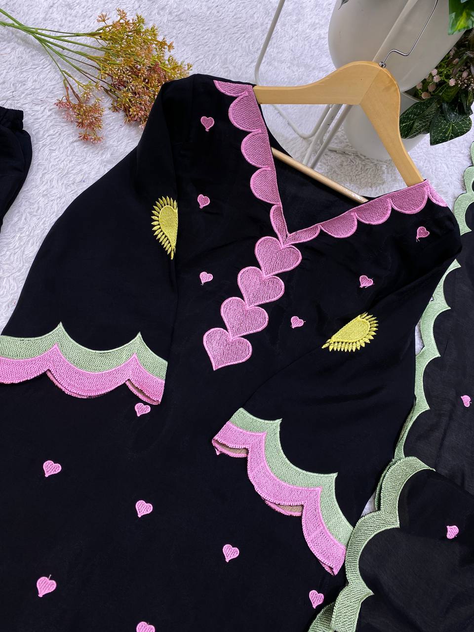 Classy Mul Chanderi Embroidery Work Salwar Suit Set