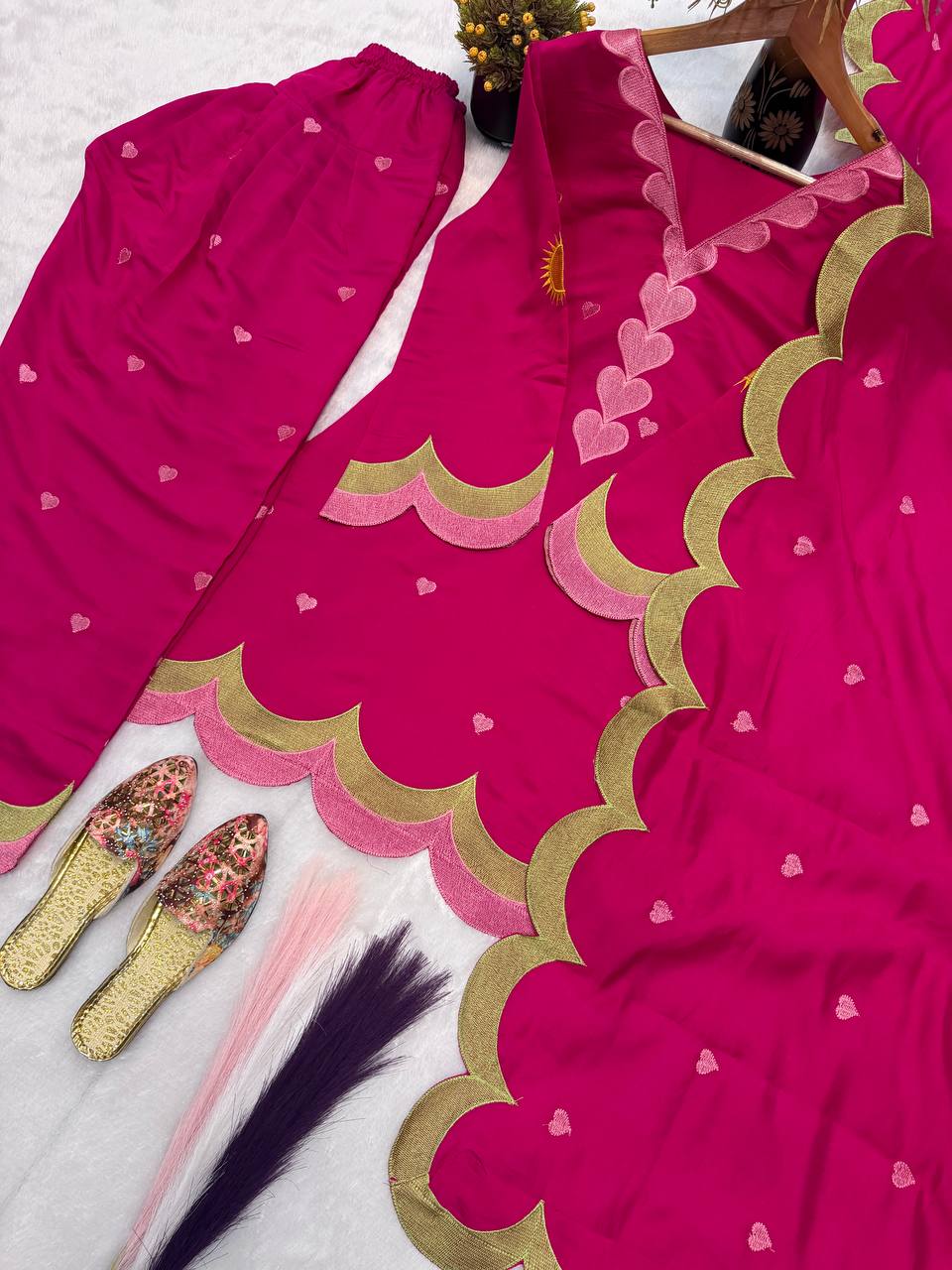 Classy Mul Chanderi Embroidery Work Salwar Suit Set