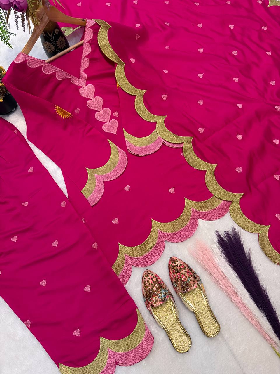 Classy Mul Chanderi Embroidery Work Salwar Suit Set