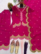 Classy Mul Chanderi Embroidery Work Salwar Suit Set