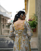Ayzoria Designer Natural Crepe Digital Print Farshi Salwar Suit with Full Sleeve Kurti & Dupatta
