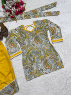 Ayzoria Designer Natural Crepe Digital Print Farshi Salwar Suit with Full Sleeve Kurti & Dupatta