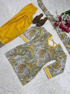 Ayzoria Designer Natural Crepe Digital Print Farshi Salwar Suit with Full Sleeve Kurti & Dupatta