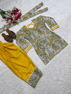 Ayzoria Designer Natural Crepe Digital Print Farshi Salwar Suit with Full Sleeve Kurti & Dupatta