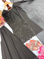 Shivani Georgette Sequins Embroidered Kurti Palazzo Set with Lace Border Dupatta