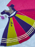Iravati Pure Cotton Lehenga Set with Mirror Lace Work Choli & Georgette Work Dupatta