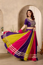 Iravati Pure Cotton Lehenga Set with Mirror Lace Work Choli & Georgette Work Dupatta