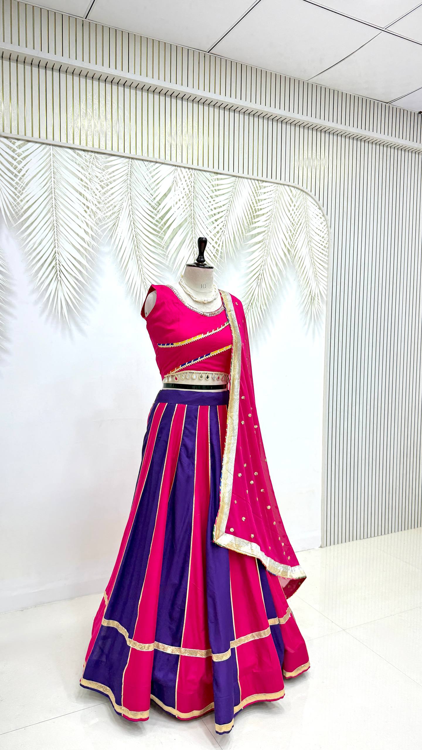 Kavyaani Pure Cotton Lehenga with Mirror Lace Work Choli & Georgette Work Dupatta