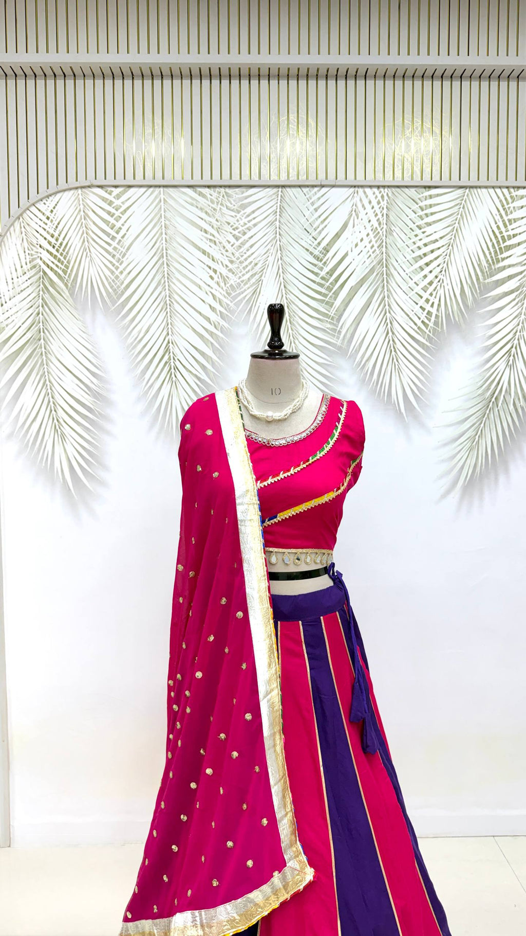 Kavyaani Pure Cotton Lehenga with Mirror Lace Work Choli & Georgette Work Dupatta