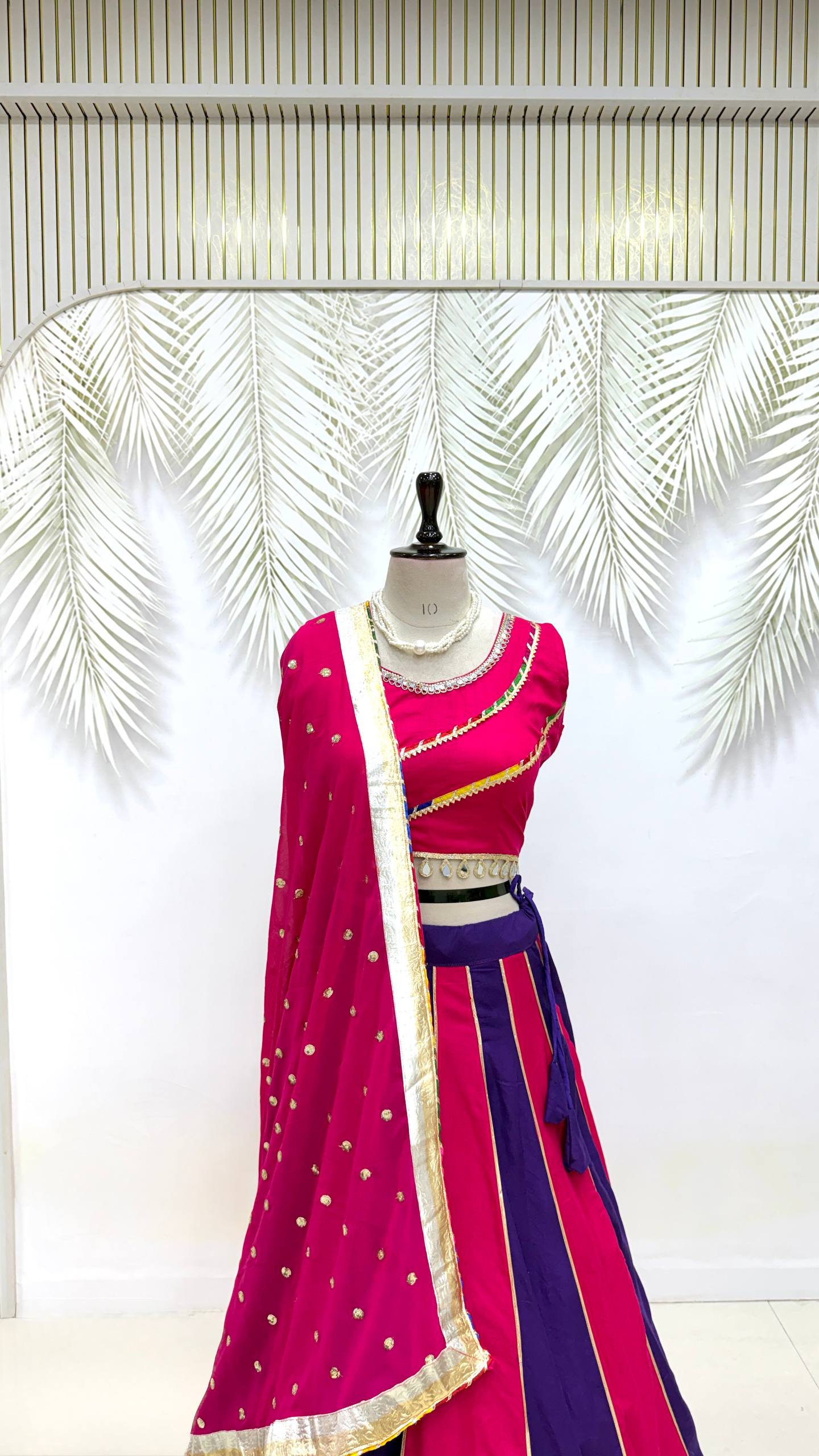 Kavyaani Pure Cotton Lehenga with Mirror Lace Work Choli & Georgette Work Dupatta