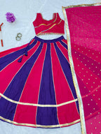 Kavyaani Pure Cotton Lehenga with Mirror Lace Work Choli & Georgette Work Dupatta