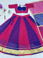 Meherika Georgette Bandhej Print Lehenga Choli Set with Lace Work Dupatta