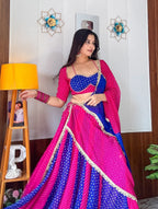 Meherika Georgette Bandhej Print Lehenga Choli Set with Lace Work Dupatta