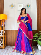 Meherika Georgette Bandhej Print Lehenga Choli Set with Lace Work Dupatta
