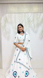 Aaradhya Pure Cotton Flare Lehenga Choli Set with  Evil Eye Threadwork