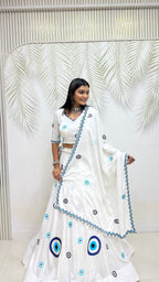 Aaradhya Pure Cotton Flare Lehenga Choli Set with  Evil Eye Threadwork