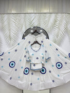 Aaradhya Pure Cotton Flare Lehenga Choli Set with  Evil Eye Threadwork