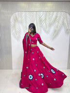 Aaradhya Pure Cotton Flare Lehenga Choli Set with  Evil Eye Threadwork