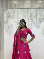 Aaradhya Pure Cotton Flare Lehenga Choli Set with  Evil Eye Threadwork