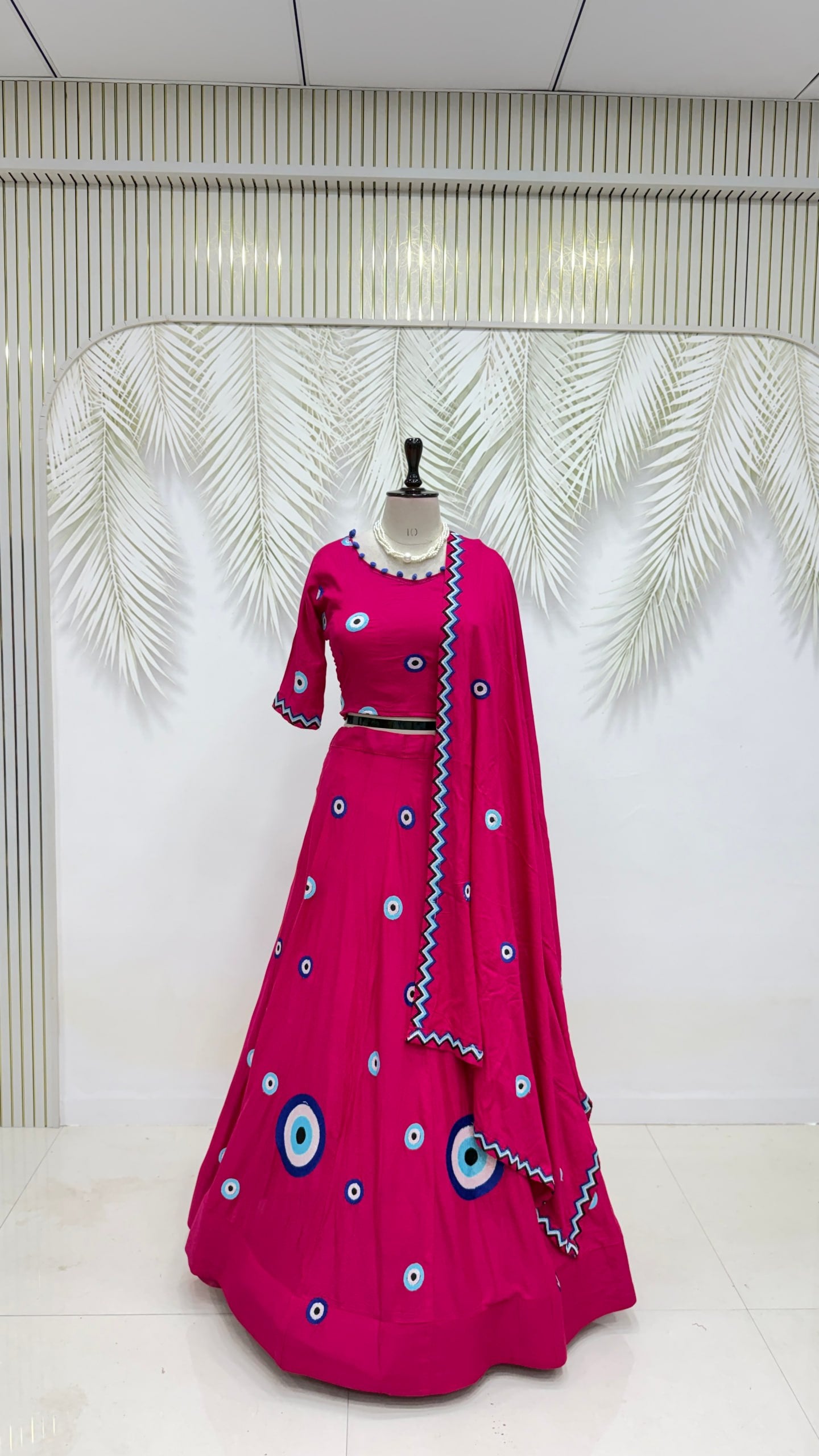 Aaradhya Pure Cotton Flare Lehenga Choli Set with  Evil Eye Threadwork
