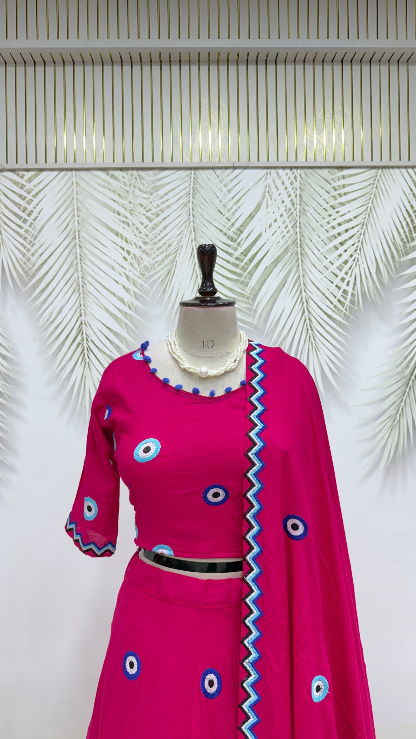 Aaradhya Pure Cotton Flare Lehenga Choli Set with  Evil Eye Threadwork