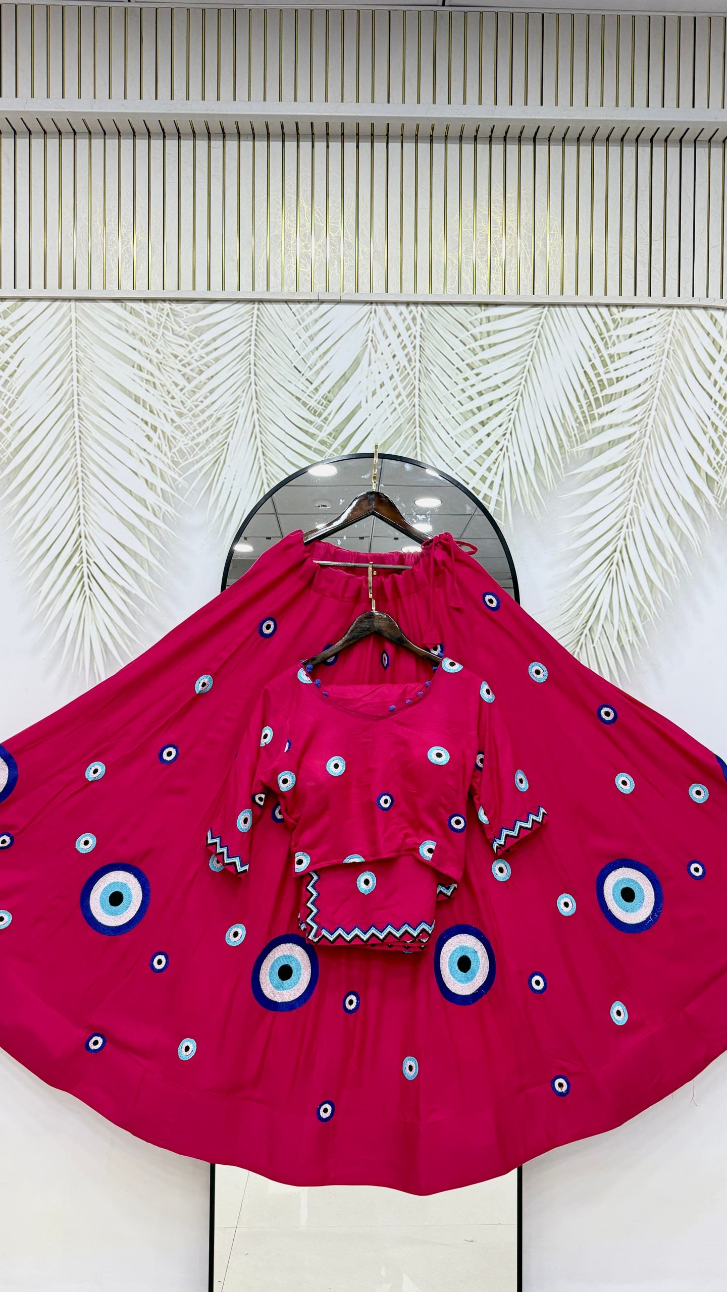Aaradhya Pure Cotton Flare Lehenga Choli Set with  Evil Eye Threadwork