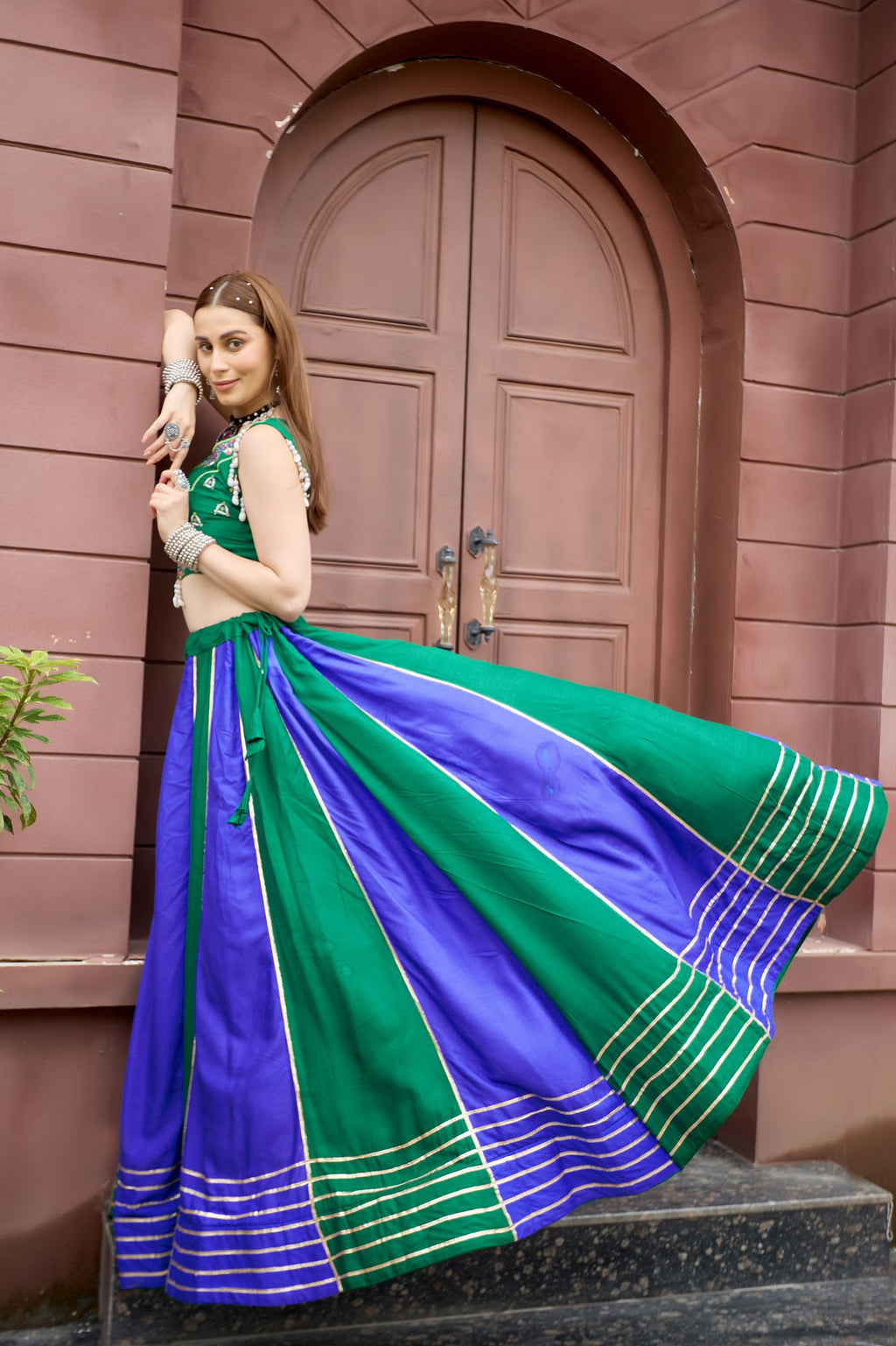 Navya Pure Cotton Lace Work Lehenga with Sequins Embroidery & Kodi Latkan Choli
