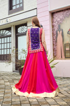 Avyukta Pure Cotton Lampi Lace Lehenga with Choli & Embroidered Shrug