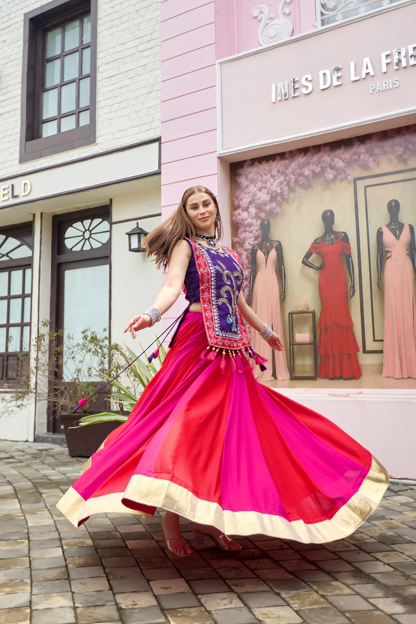 Avyukta Pure Cotton Lampi Lace Lehenga with Choli & Embroidered Shrug