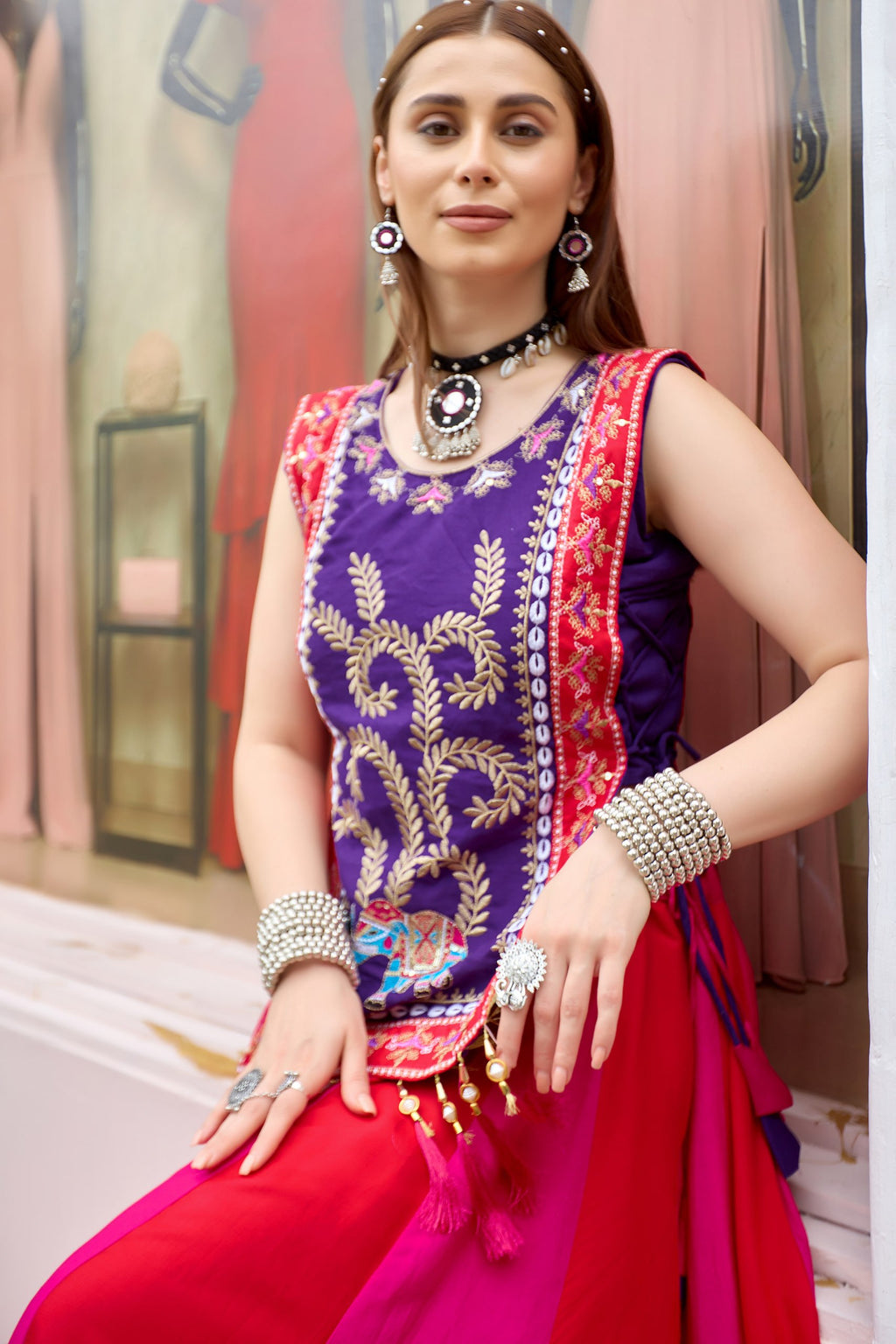 Avyukta Pure Cotton Lampi Lace Lehenga with Choli & Embroidered Shrug