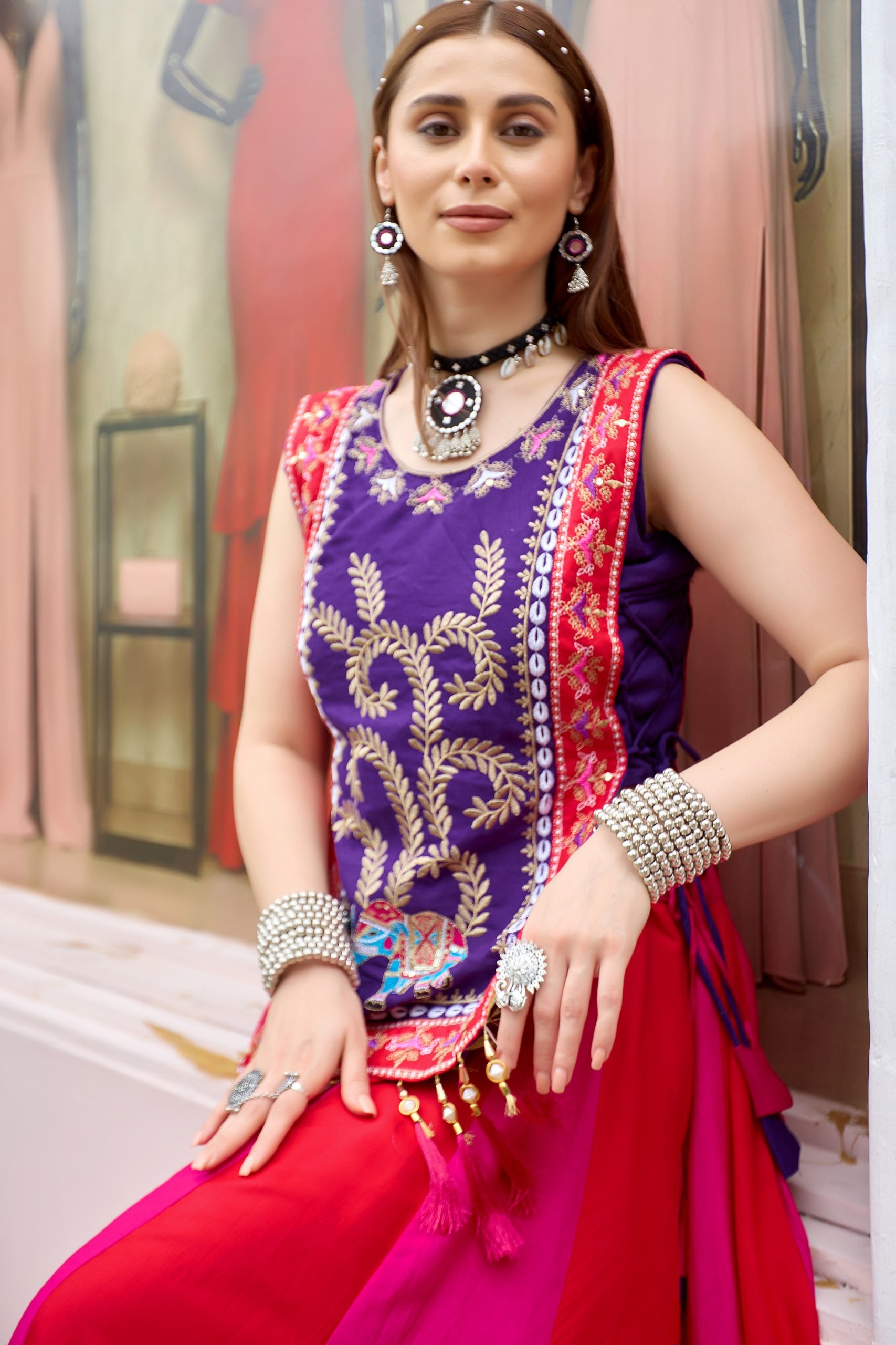 Avyukta Pure Cotton Lampi Lace Lehenga with Choli & Embroidered Shrug
