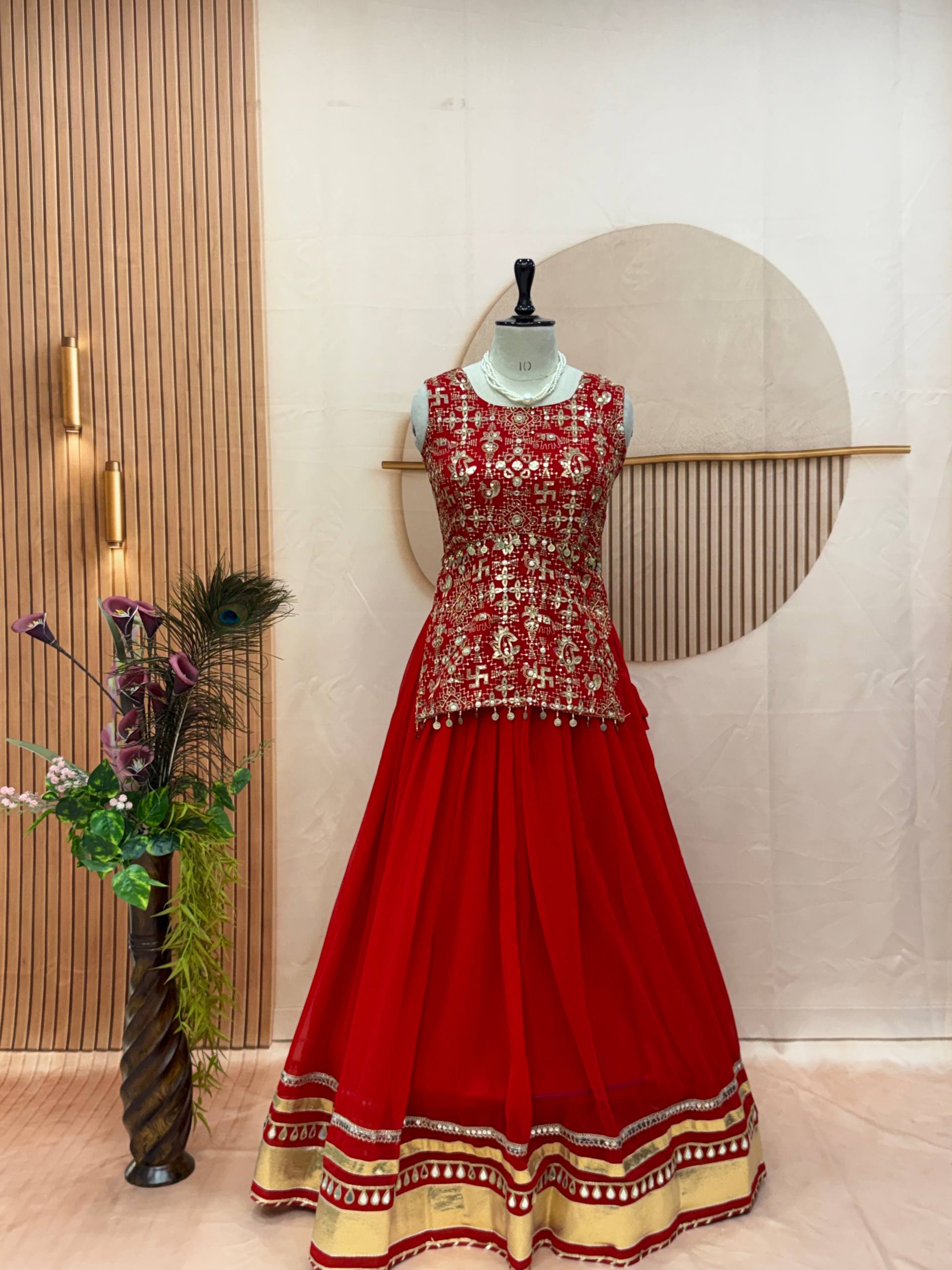 Ishani Heavy Georgette Mirror Lace Lehenga with Thread & Sequins Embroidered Choli