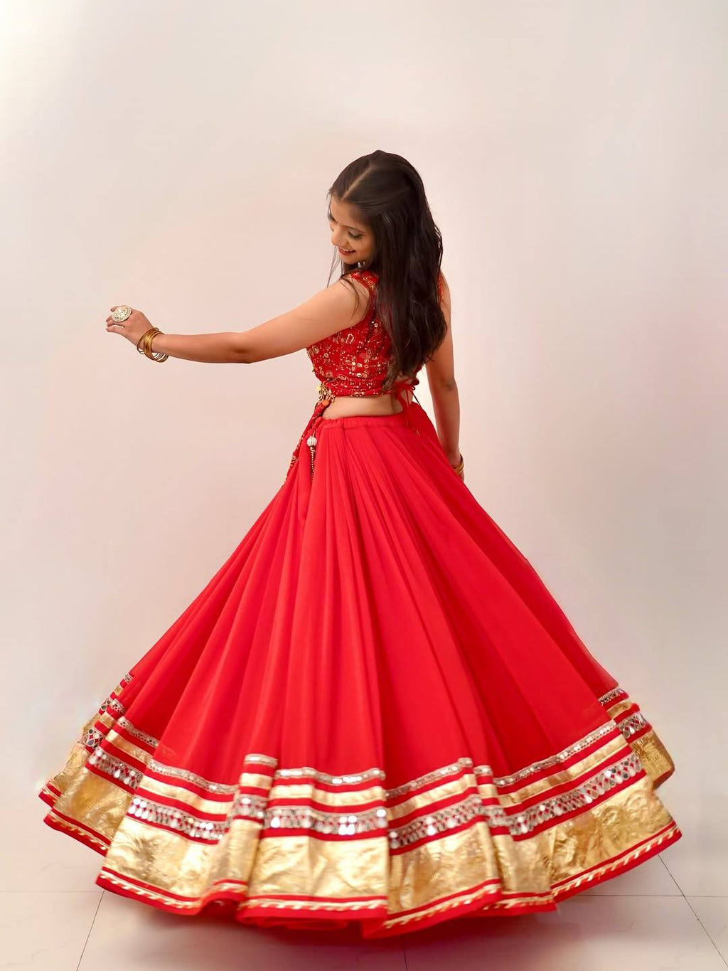 Ishani Heavy Georgette Mirror Lace Lehenga with Thread & Sequins Embroidered Choli