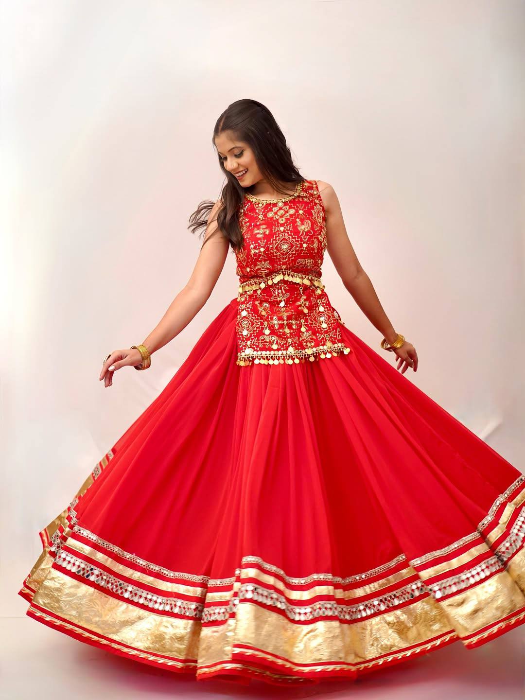 Ishani Heavy Georgette Mirror Lace Lehenga with Thread & Sequins Embroidered Choli