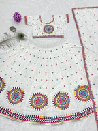 Kesarika Cotton Heavy Gamathi Work Lehenga Choli Set with Dupatta