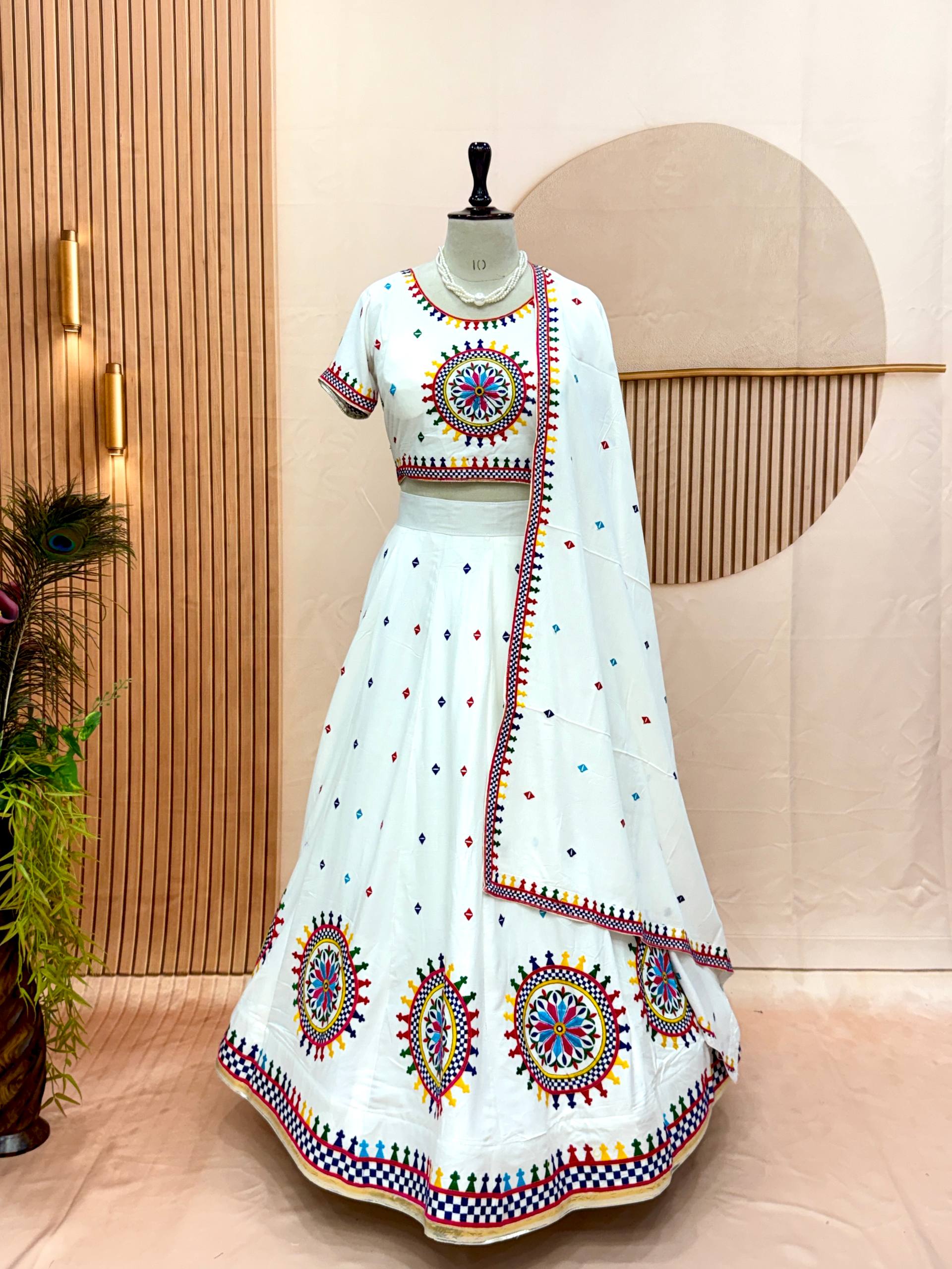 Kesarika Cotton Heavy Gamathi Work Lehenga Choli Set with Dupatta