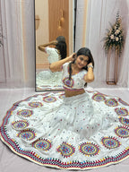 Kesarika Cotton Heavy Gamathi Work Lehenga Choli Set with Dupatta