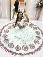 Kesarika Cotton Heavy Gamathi Work Lehenga Choli Set with Dupatta