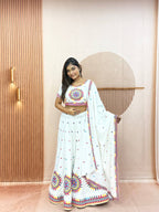 Kesarika Cotton Heavy Gamathi Work Lehenga Choli Set with Dupatta