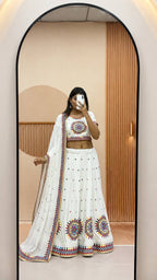 Kesarika Cotton Heavy Gamathi Work Lehenga Choli Set with Dupatta