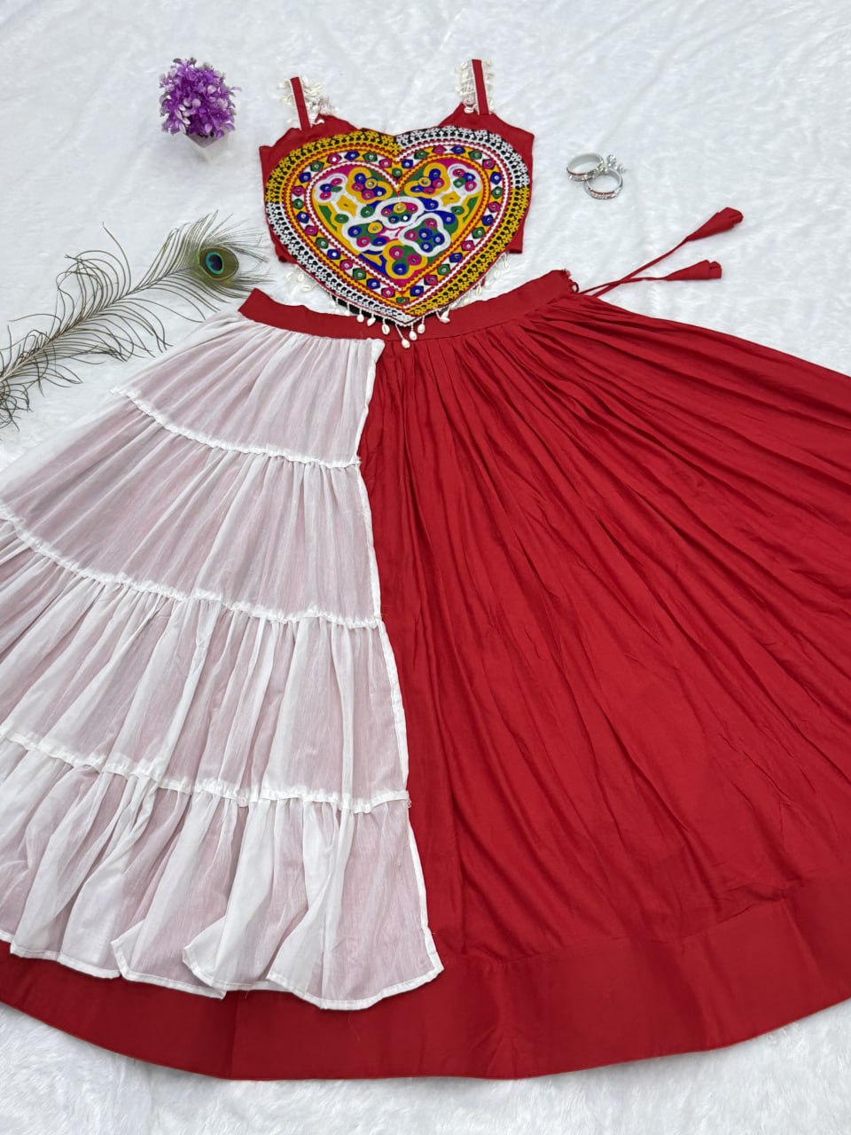 Ruhanika Pure Cotton Lehenga with Gamthi & Mirror Work Choli