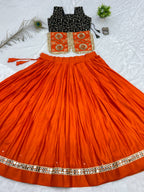 Vrishti Cotton Mirror Work Lehenga with Sequins & Thread Embroidered Choli