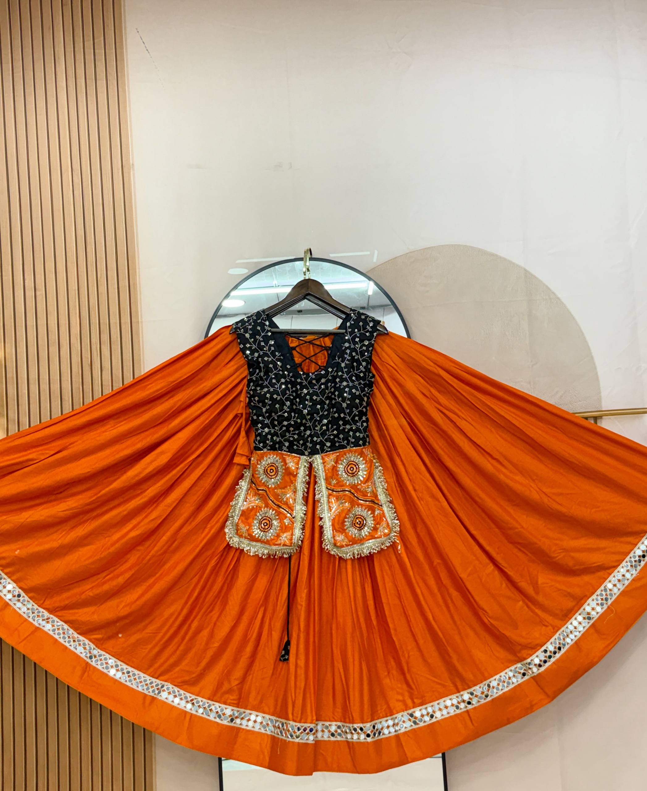 Vrishti Cotton Mirror Work Lehenga with Sequins & Thread Embroidered Choli