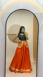 Vrishti Cotton Mirror Work Lehenga with Sequins & Thread Embroidered Choli
