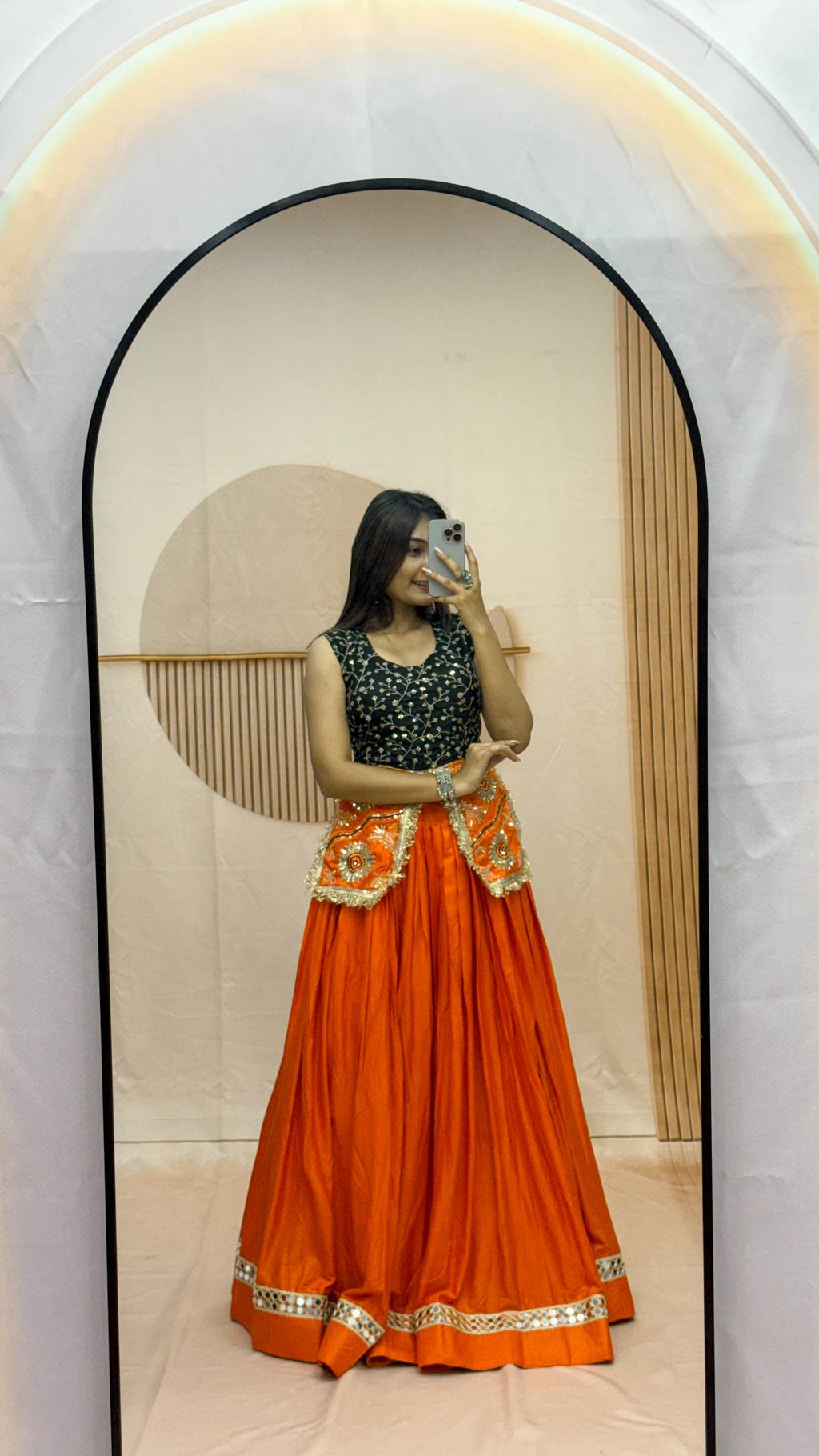 Vrishti Cotton Mirror Work Lehenga with Sequins & Thread Embroidered Choli