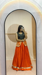 Vrishti Cotton Mirror Work Lehenga with Sequins & Thread Embroidered Choli