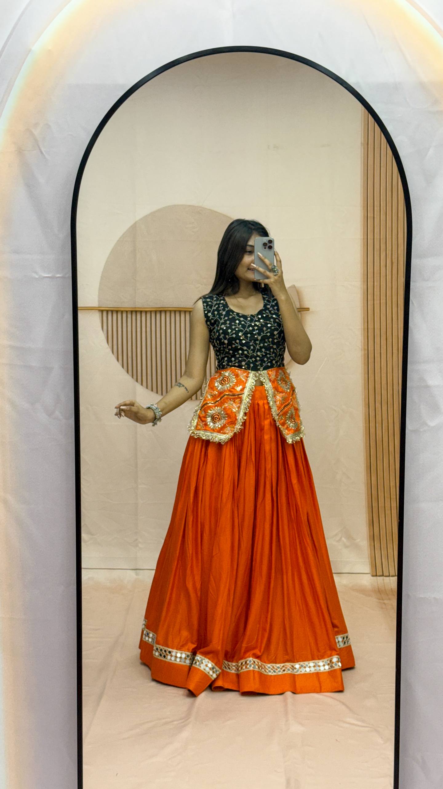 Vrishti Cotton Mirror Work Lehenga with Sequins & Thread Embroidered Choli