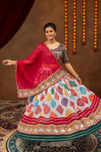 Kairavi Printed Georgette Embroidered Lehenga with Mirror Work Blouse & Dupatta