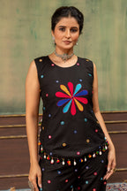 Charvi Pure Rayon Foil MirrorWork & Embroidered Kurti Pant Set