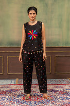 Charvi Pure Rayon Foil MirrorWork & Embroidered Kurti Pant Set